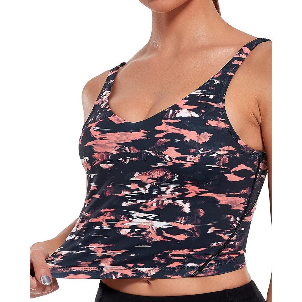 OALKA Womens XS Black Orange Fusion Longline Padded Crop Top SPORTS BRA NWT NEW
